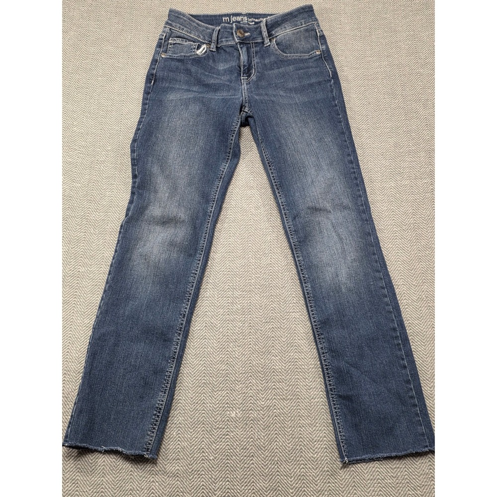 m‎ jeans by maurices Women's Blue Denim Mid Rise Flare Jeans Size 0 Short